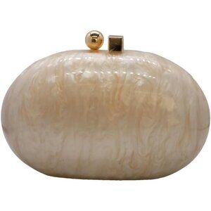 Women's Champagne 1 Evening Clutch Shell Shape Acrylic Shoulder Cross Body Bag